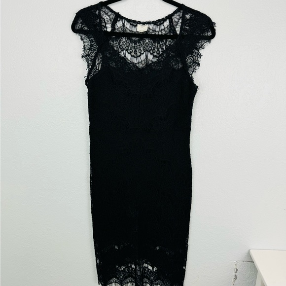 Free‎ People Intimately Black Peek a Boo Lace Dress Small - Picture 3 of 9